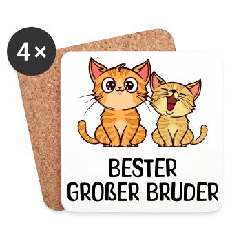 Großer Bruder Katze Statement Geschwisterliebe - Untersetzer (4er-Set) - Weiß - Vorne