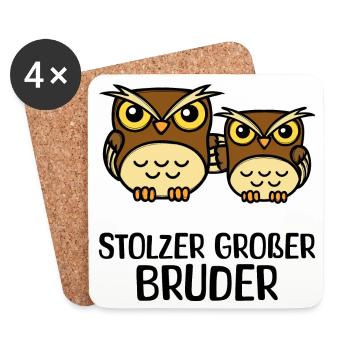 Großer Bruder Statement Eule Geschwisterliebe - Untersetzer (4er-Set) - Weiß - Vorne