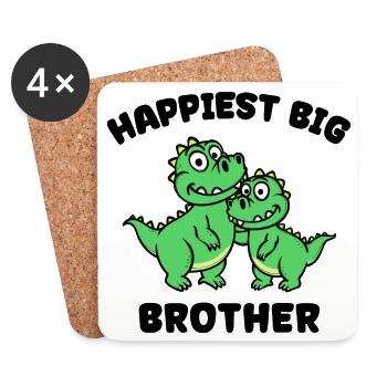 Dino Sibling Love Big Brother Statement - Coasters (set of 4) - white - Front
