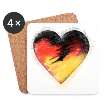 Germany Heart National Flag in Heart Shape - Coasters (set of 4) - white - Front