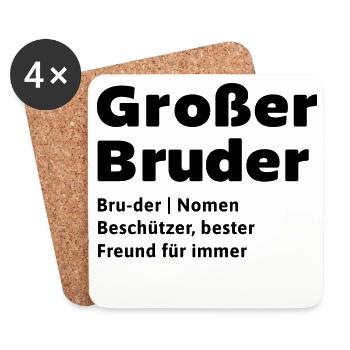 Geschwister Statement Großer Bruder Bruderherz - Untersetzer (4er-Set) - Weiß - Vorne
