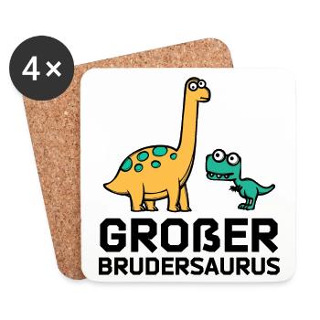 Geschwisterliebe Dino Bro Bruderherz Großer Bruder - Untersetzer (4er-Set) - Weiß - Vorne