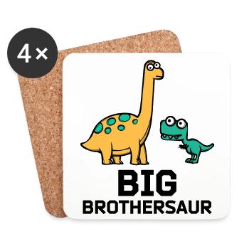Big Brother Dino Statement Bros Sibling Love - Coasters (set of 4) - white - Front