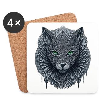 Totem du Chat - Dessous de verre (lot de 4) - blanc - Devant