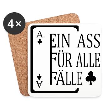 Ein ASS Spielkarten Karten Poker Game Casino Shirt - Untersetzer (4er-Set) - Weiß - Vorne