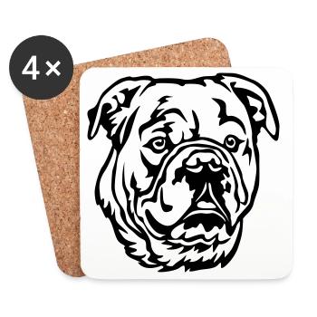 Continental Bulldog Kopf - Untersetzer (4er-Set) - Weiß - Vorne