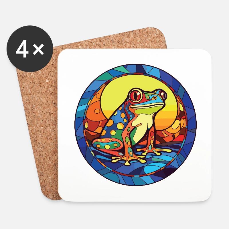 Frosch Buntes Aquarell Tier Haustier Illustration - Untersetzer (4er-Set) - Weiß