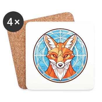 Fox Colorful Watercolor Animal Pet Illustration - Coasters (set of 4) - white - Front