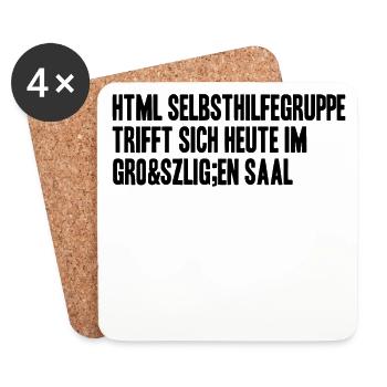 html selbsthilfegruppe heute im großen Saal - Untersetzer (4er-Set) - Weiß - Vorne