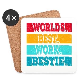 Worlds best Work Bestie Support Mitarbeiter - Untersetzer (4er-Set) - Weiß - Vorne