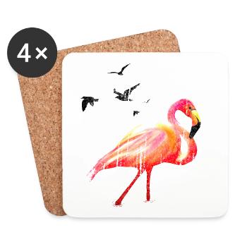 Watercolor Flamingo Summer Art - Coasters (set of 4) - white - Front
