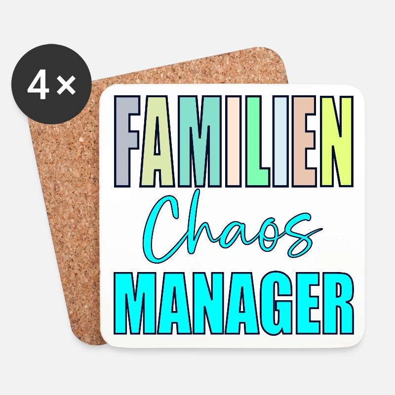FAMILIENPAPA CHAOSSPRÜCHE VATER EHEMANN - Untersetzer (4er-Set) - Weiß