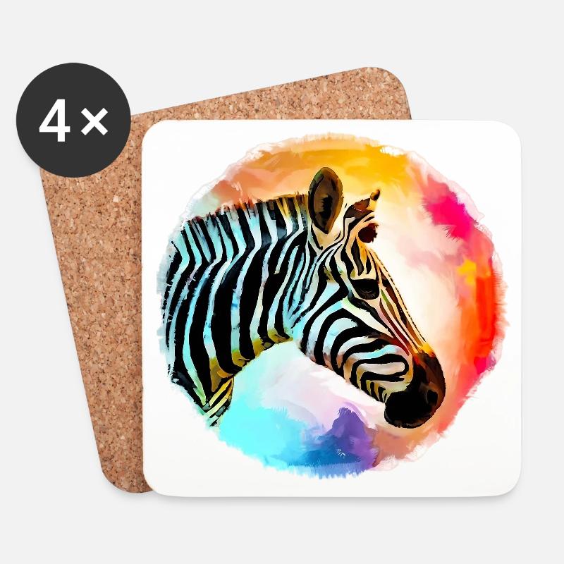 Zebra - Untersetzer (4er-Set) - Weiß