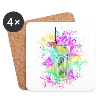 Colorful Summer Cocktail Vibes - Untersetzer (4er-Set) - Weiß - Vorne