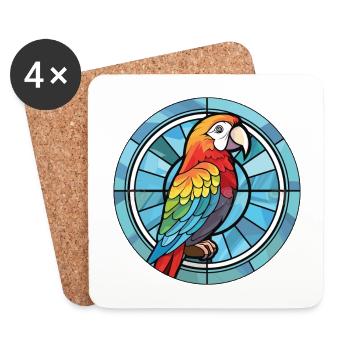Papagei Buntes Aquarell Tier Haustier Illustration - Untersetzer (4er-Set) - Weiß - Vorne