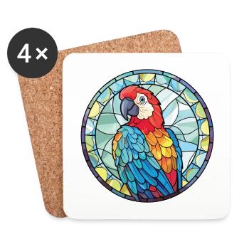 Papagei Buntes Aquarell Tier Haustier Illustration - Untersetzer (4er-Set) - Weiß - Vorne