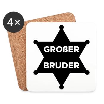 Bro Geschwister Statement Großer Bruder Bruderherz - Untersetzer (4er-Set) - Weiß - Vorne