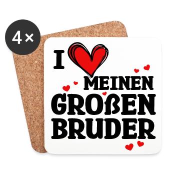 Big Brother Statement Sibling Love Heart - Coasters (set of 4) - white - Front