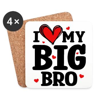 Sibling Love Heart Big Brother Statement - Coasters (set of 4) - white - Front