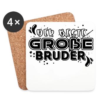 Cœur de frère Déclaration de Big Brother Frères et sœurs - Dessous de verre (lot de 4) - blanc - Devant