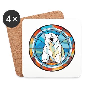 Eisbär Bunte Aquarell-Tierillustration - Untersetzer (4er-Set) - Weiß - Vorne