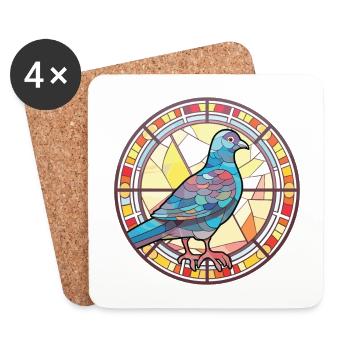 Taube Buntes Aquarell Tier Haustier Illustration - Untersetzer (4er-Set) - Weiß - Vorne