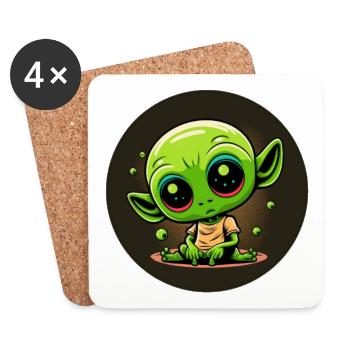 Baby-Alien - Untersetzer (4er-Set) - Weiß - Vorne