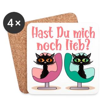 HAST DU MICH NOCH LIEB VERSÖHNUNG KATZEN - Untersetzer (4er-Set) - Weiß - Vorne