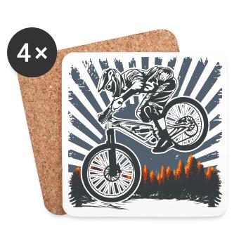 Moto-Sonnenaufgangssprung über Kiefern - Untersetzer (4er-Set) - Weiß - Vorne
