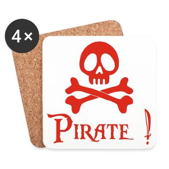 Pirate ! (rouge) - Dessous de verre (lot de 4) - blanc - Devant