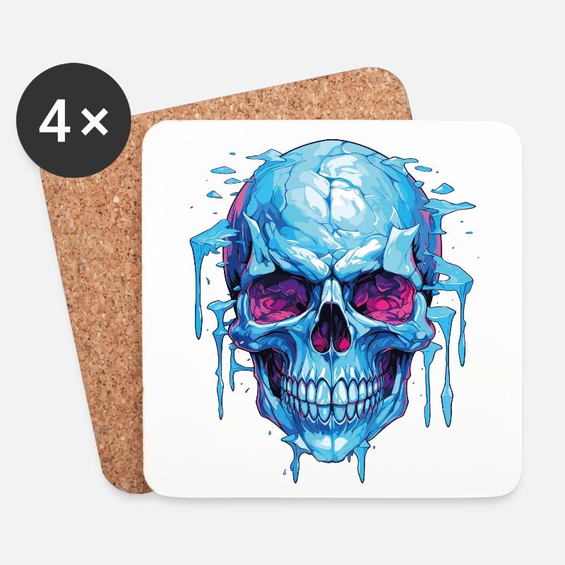 Neon Eis Schädelkunst - Coasters (set of 4) - white