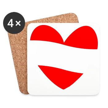 Cœur du drapeau autrichien - Dessous de verre (lot de 4) - blanc - Devant
