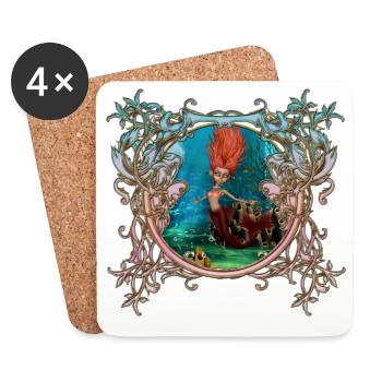 Sweet Little Mermaid - Coasters (set of 4) - white - Front
