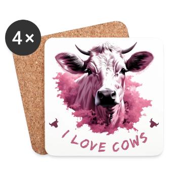 I love cows - Coasters (set of 4) - white - Front
