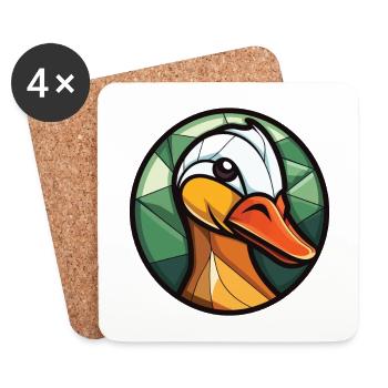 Duck Colorful Watercolor Animal Pet Illustration - Coasters (set of 4) - white - Front