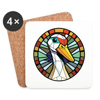 Goose Colorful Watercolor Animal Pet Illustration - Coasters (set of 4) - white - Front