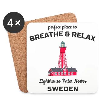 Suède, Pater Noster Lighthouse, Relax - Dessous de verre (lot de 4) - blanc - Devant