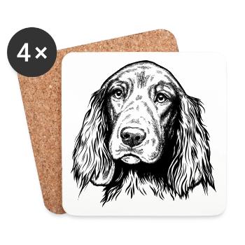 Irish Setter Portrait sw - Untersetzer (4er-Set) - Weiß - Vorne