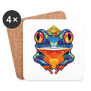 Laubfrosch Bunte Aquarell-Tierillustration - Untersetzer (4er-Set) - Weiß - Vorne