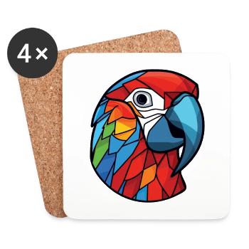 Papagei Ara Buntes Aquarell Tier Cartoon - Untersetzer (4er-Set) - Weiß - Vorne