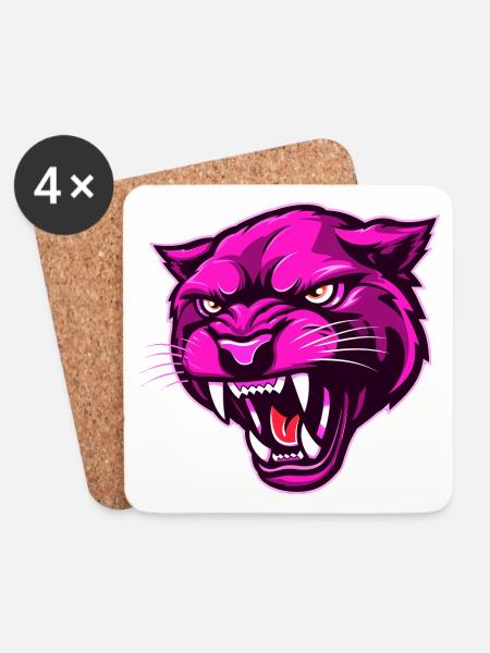 Panther Kopf Pink - Untersetzer (4er-Set) - Weiß