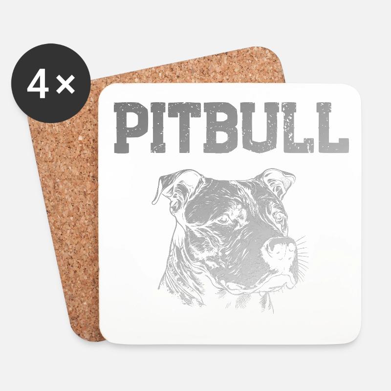 Pitbull - Coasters (set of 4) - white