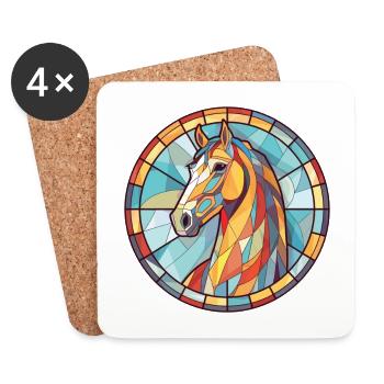 Pferd Buntes Aquarell Tier Haustier Illustration - Untersetzer (4er-Set) - Weiß - Vorne