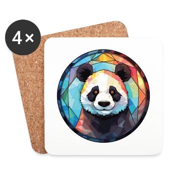 Panda Buntes Aquarell Tier Haustier Illustration - Untersetzer (4er-Set) - Weiß - Vorne