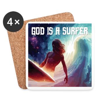 God is a Surfer - Untersetzer (4er-Set) - Weiß - Vorne