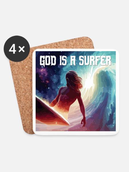God is a Surfer - Untersetzer (4er-Set) - Weiß