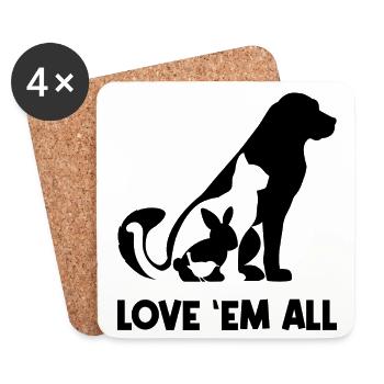 Tiere Haustiere Katze Hund Hase Heimtier Statement - Untersetzer (4er-Set) - Weiß - Vorne
