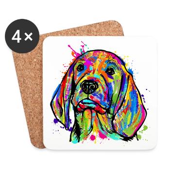 Favorite Animal Pets Dog Cuddly Pet Pet - Coasters (set of 4) - white - Front