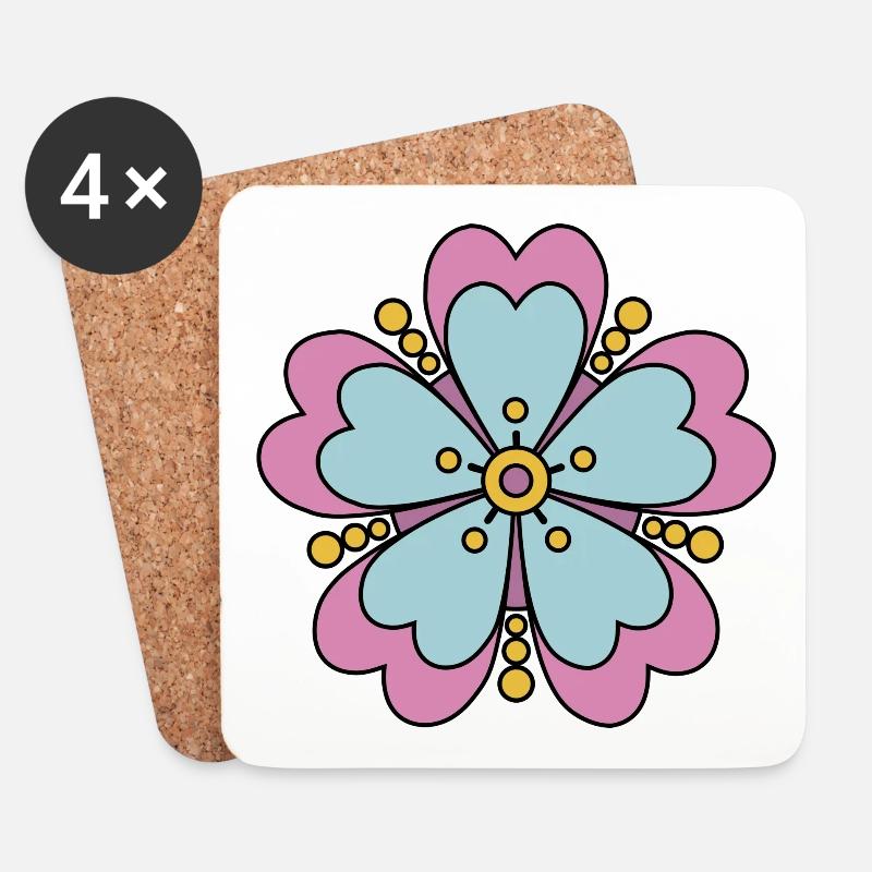 Niedliche Funky Hippie Boho Blume - Untersetzer (4er-Set) - Weiß