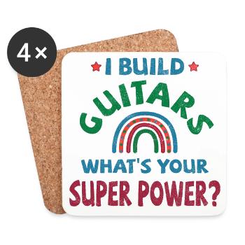 I build Guitars what’s your super power? - Untersetzer (4er-Set) - Weiß - Vorne